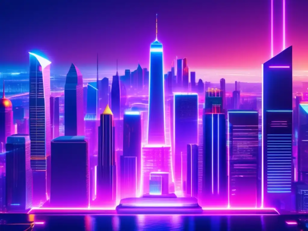 Futuro y competencia entre finanzas tradicionales y DeFi Un espectacular paisaje urbano futurista en 8k, donde se contrasta la regulación financiera tradicional con la innovación disruptiva de DeFi