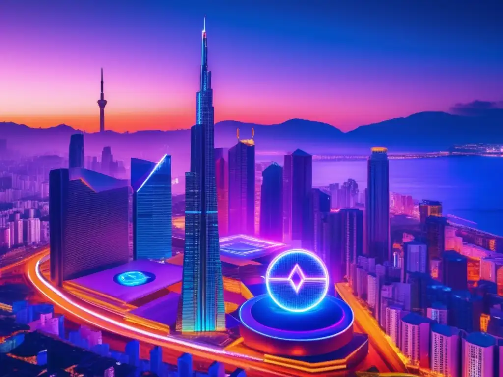Futuro de las criptomonedas y su análisis Estrategias en altcoins y tokens: ciudad futurista, profesionales analizando datos, diversificación y especialización en el mercado cripto