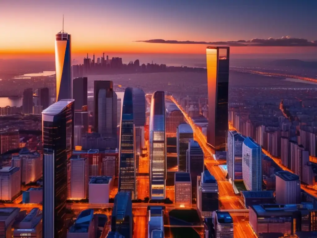 Ciudad moderna al atardecer Estrategias para superar aversión a pérdidas en inversiones