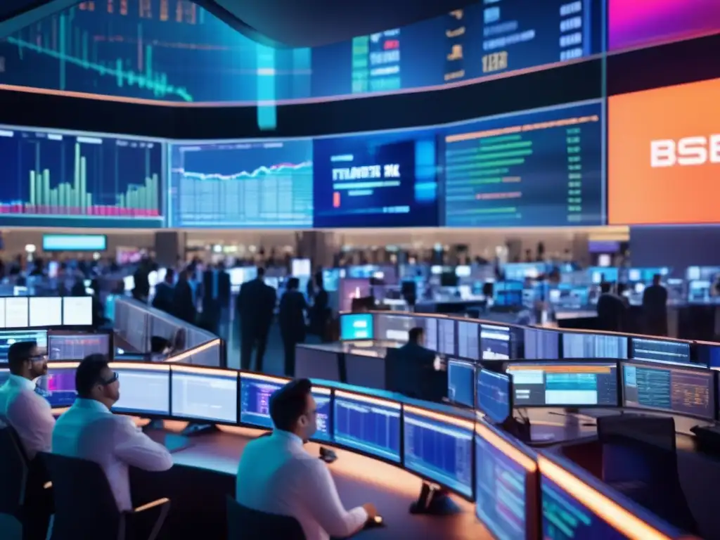 Traders en piso de bolsa Estrategias para invertir en criptomonedas en un mercado de valores dinámico y vibrante