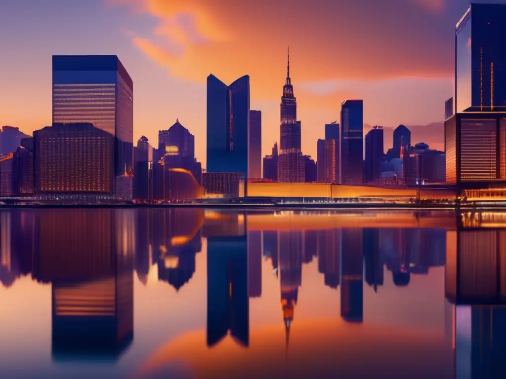 Paisaje urbano vibrante al anochecer Estrategias de diversificación de divisas en una ciudad vibrante al atardecer
