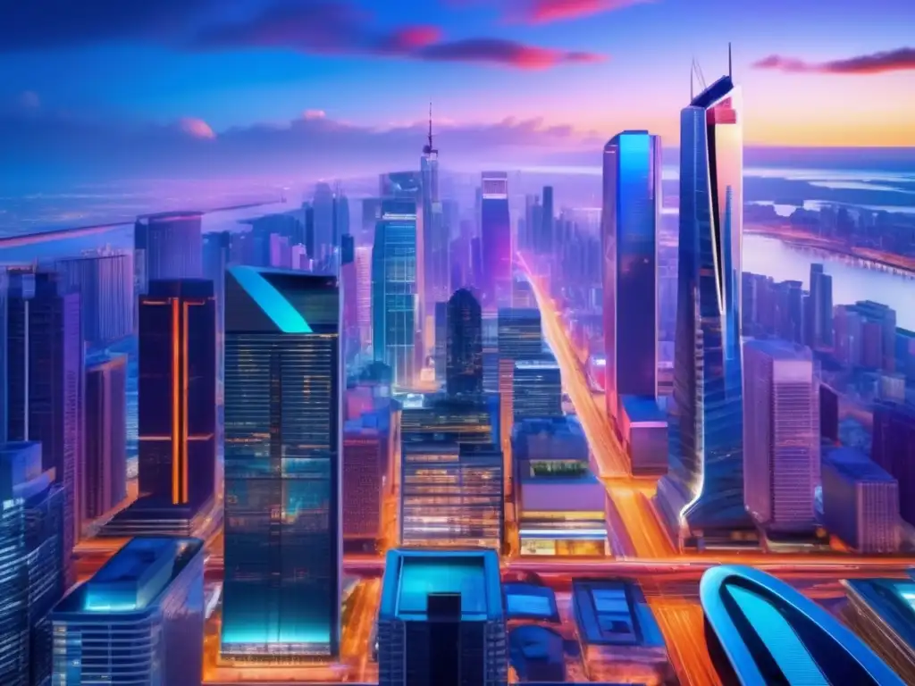 Impresionante ciudad vibrante con rascacielos modernos Estrategias de diversificación financiera en vibrante ciudad con rascacielos modernos y dinamismo urbano