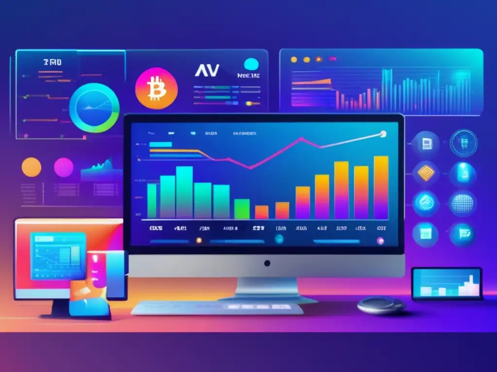 Diversificación financiera en interfaz futurista Estrategias de diversificación en staking financiero con activos financieros y datos en tiempo real-