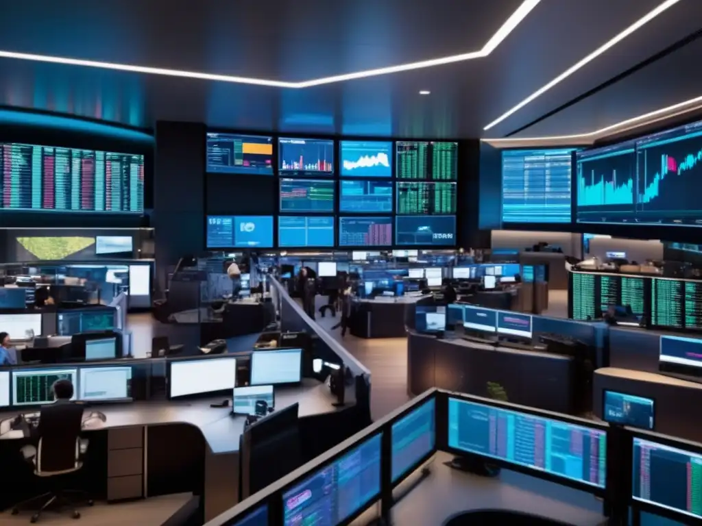Sala de trading moderna y dinámica Estrategias de futuros y opciones en moderna sala de trading
