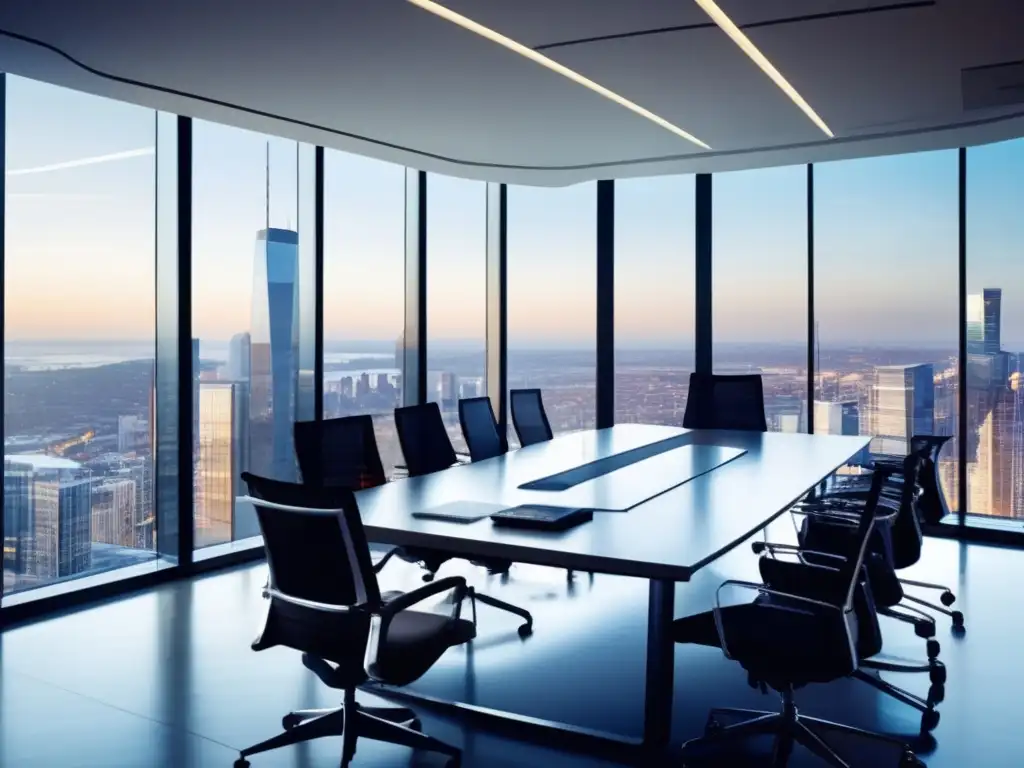 Oficina moderna con vista panorámica de la ciudad Estrategias para invertir en inflación y deflación en oficina moderna con vista panorámica de la ciudad