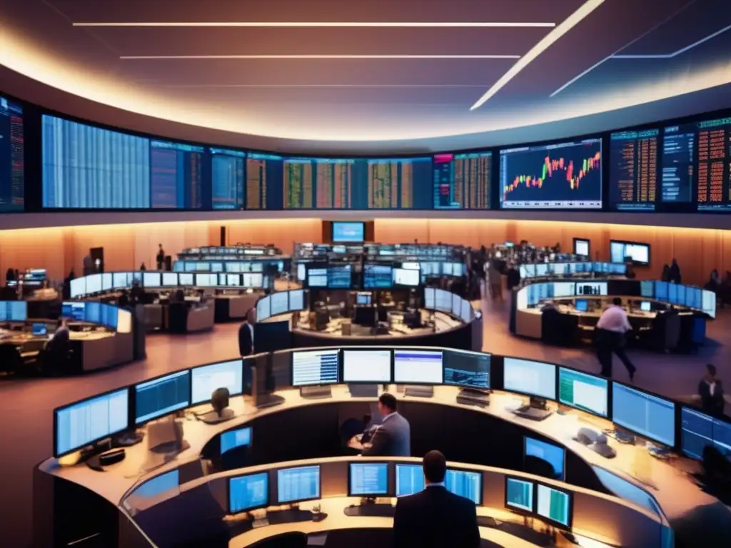 Traders en centro financiero Estrategias de inversión activa en moderno centro financiero
