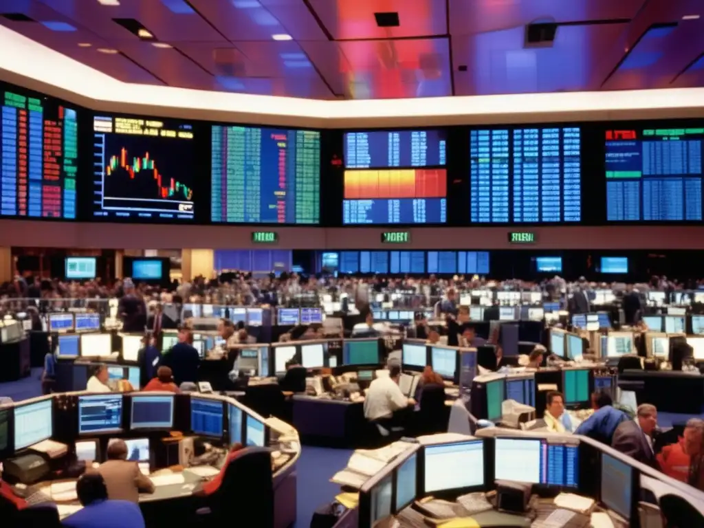 Trading floor during dotcom bubble Estrategias de inversión en burbujas financieras: caos y oportunidades