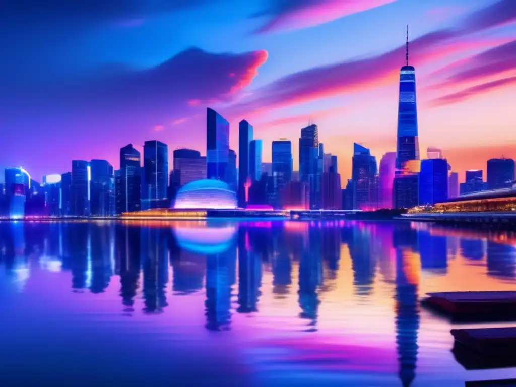 Moderna ciudad nocturna: luces y arquitectura Estrategias de inversión inmobiliaria postpandemia en ciudad vibrante con rascacielos y luces coloridas