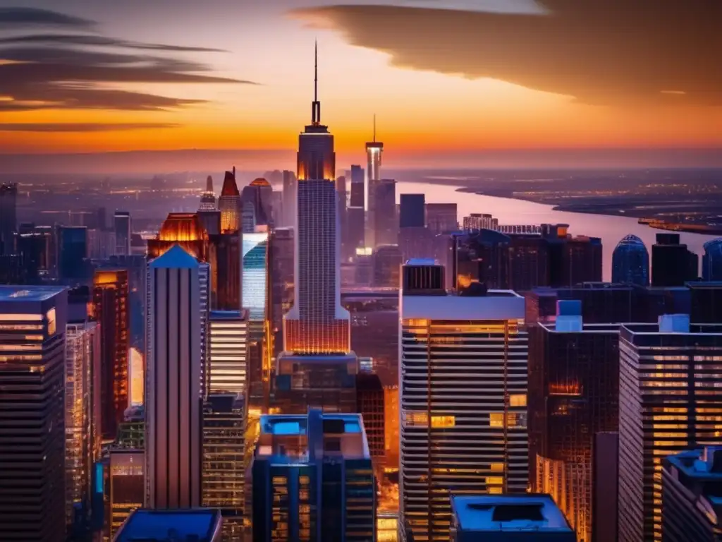 Ciudad vibrante en atardecer: inversión inmobiliaria Estrategias de inversión inmobiliaria rentable en una impresionante imagen 8k de una ciudad bulliciosa al atardecer