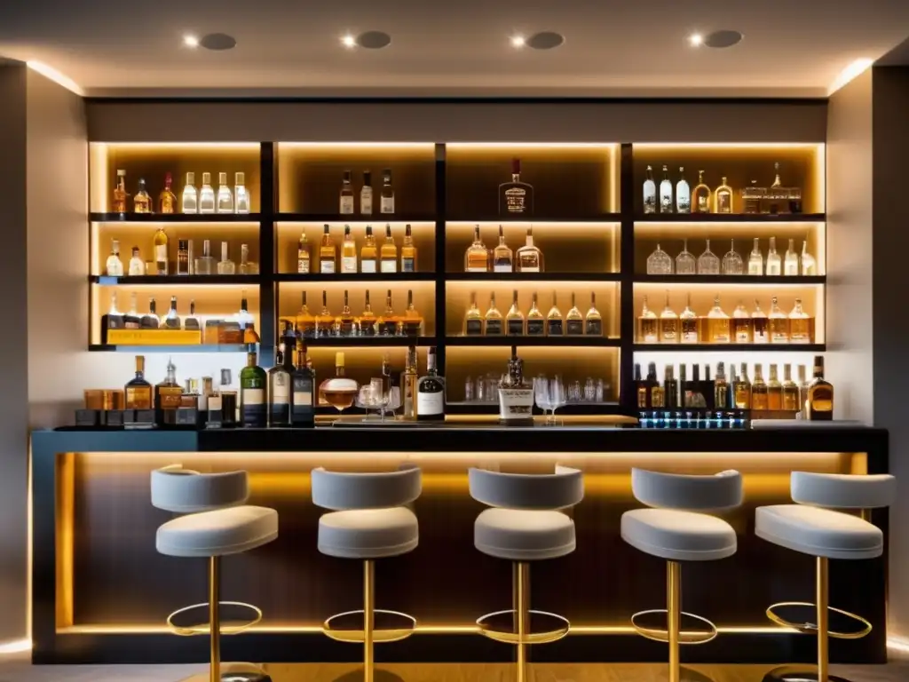 Barra de lujo con licor exclusivo Estrategias inversión licores exclusivos en bar lujoso