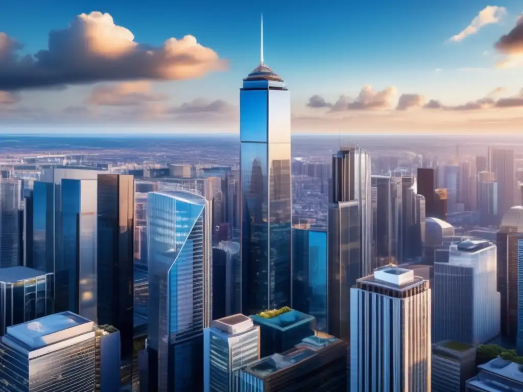 Rascacielos moderno en paisaje urbano Estrategias de inversión en propiedades comerciales: Imagen de moderno rascacielos en paisaje urbano