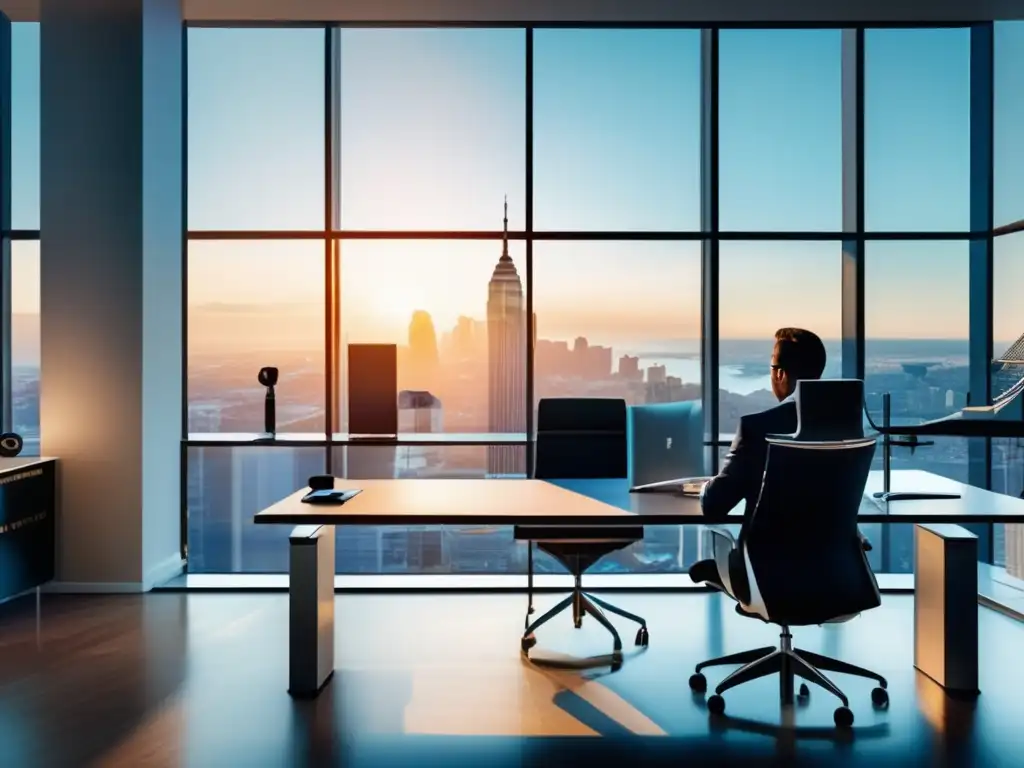 Estrategias de inversión exitosas Estrategias de inversión rentables en una oficina contemporánea con vistas panorámicas a la ciudad