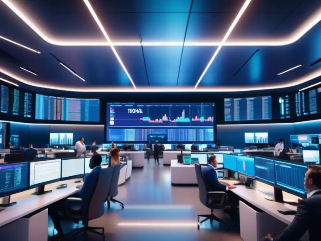 Trading floor moderno y dinámico Estrategias de inversión en trading financiero con Índice de Flujo de Dinero