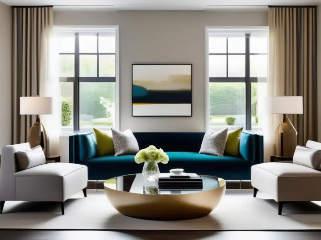 Sala de estar moderna y elegante en propiedad renovada Estrategias de marketing para propiedades renovadas en una sala de estar moderna y elegante