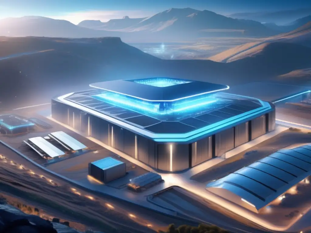 Futuro complejo minero en paisaje pintoresco Estrategias rentabilidad minería criptomonedas en imagen futurista de alta resolución