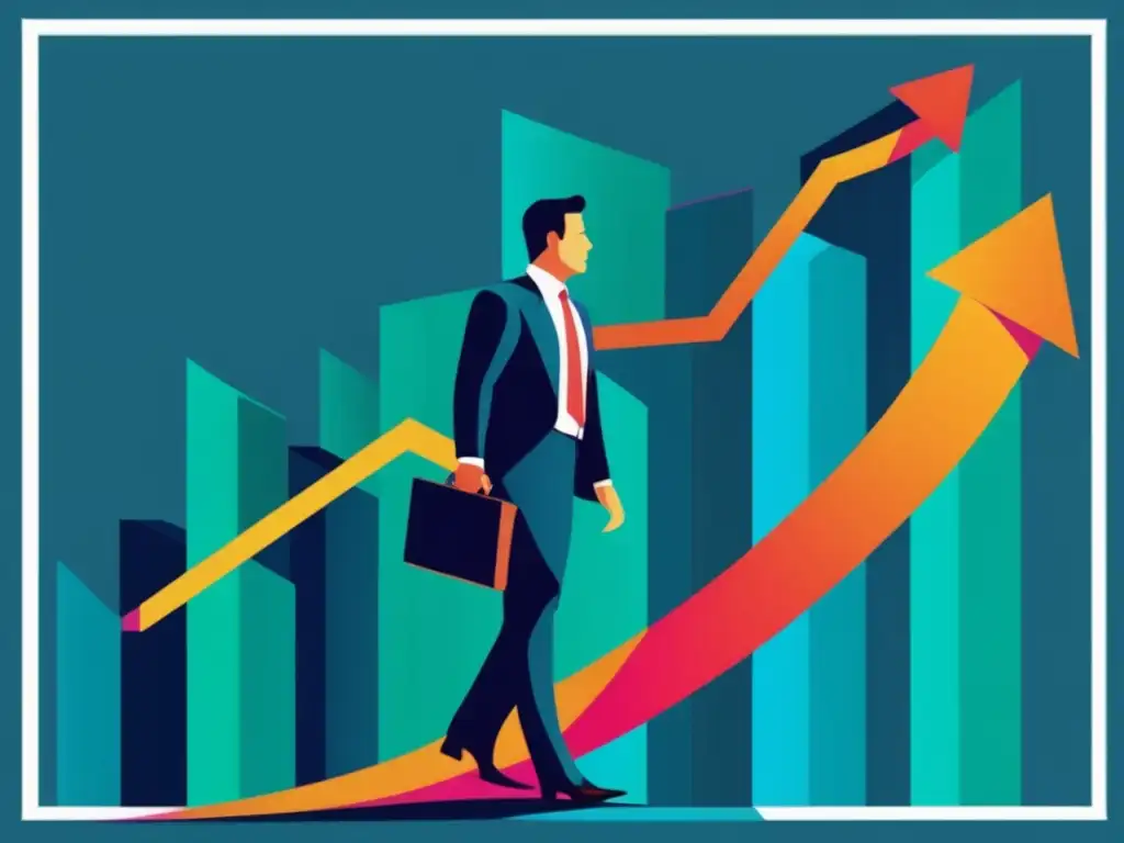 Estrategias de inversión rentables Estrategias rentables de inversión con éxito en imagen de empresario en gráfica ascendente