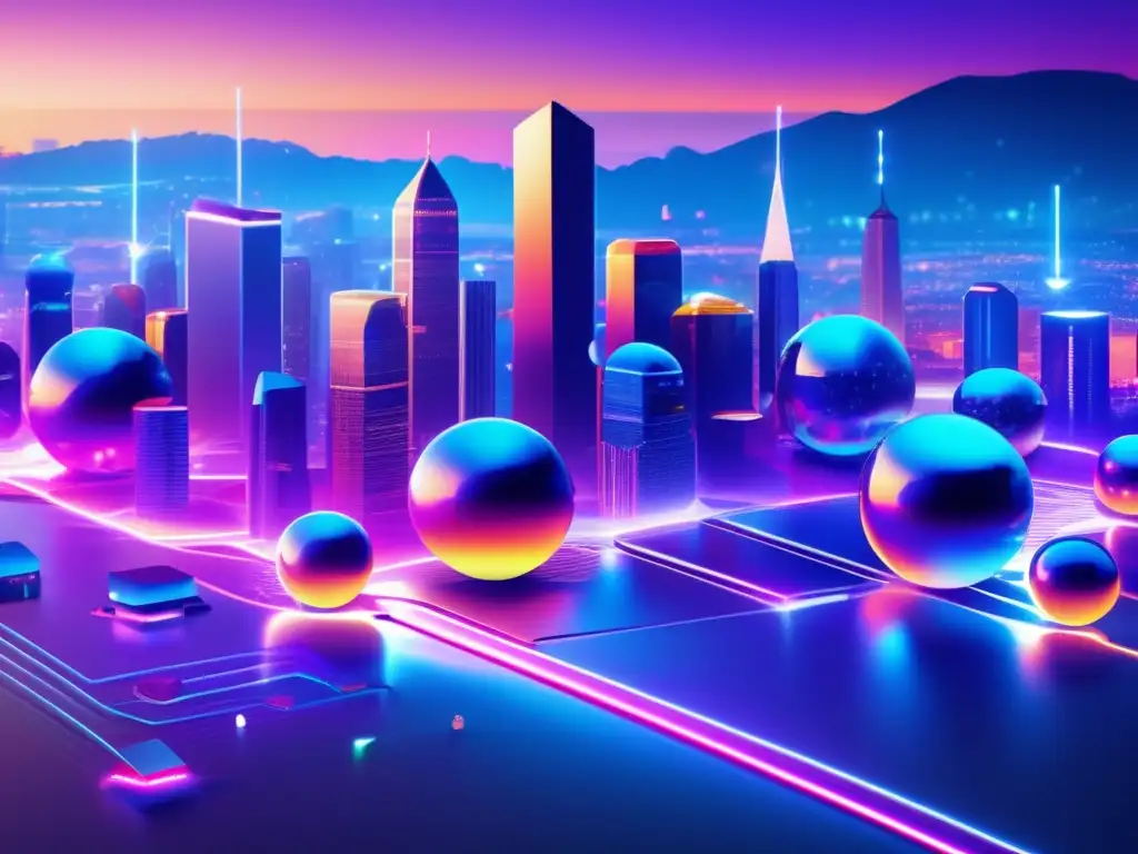 Paisaje digital futurista con tokens flotantes Estrategias rentables de yield farming en mercado volátil