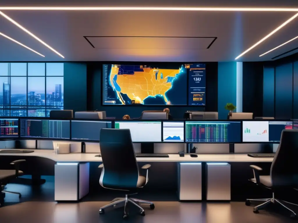Sala de trading moderna y sofisticada Estrategias de trading efectivas en moderna sala de operaciones