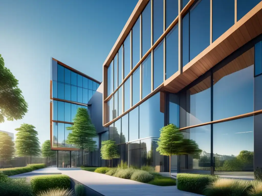 Edificio comercial moderno y sofisticado Estrategias venta propiedades comerciales: Imagen impactante de edificio moderno, diseño arquitectónico contemporáneo y paisaje urbano