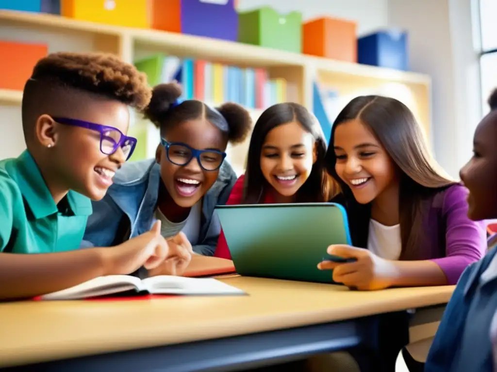 Estudiantes apasionados en un aula moderna Estudiantes comprometidos colaborando en una educación innovadora para mejorar la economía