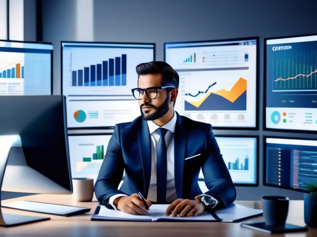 Experto financiero en un entorno tecnológico Experto en planificación financiera con tecnología avanzada