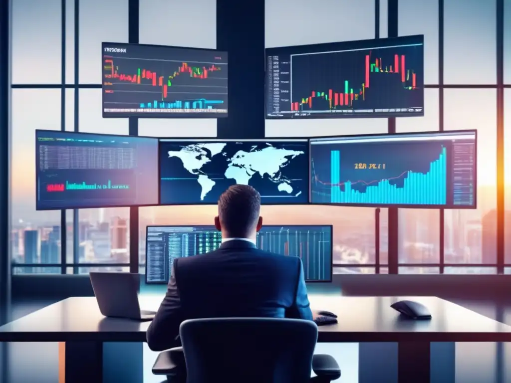Inversionista analizando datos bursátiles Experto en inversiones analizando gráficos y datos del mercado bursátil
