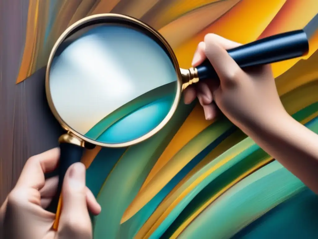 Mano del artista examinando pintura Falsificaciones arte: inversiones seguras