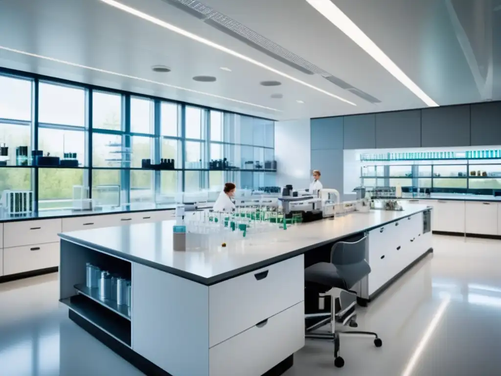 Laboratorio farmacéutico moderno y profesional Farmacéuticas líderes en bolsa: Laboratorio moderno y profesional con científicos trabajando en experimentos e innovación