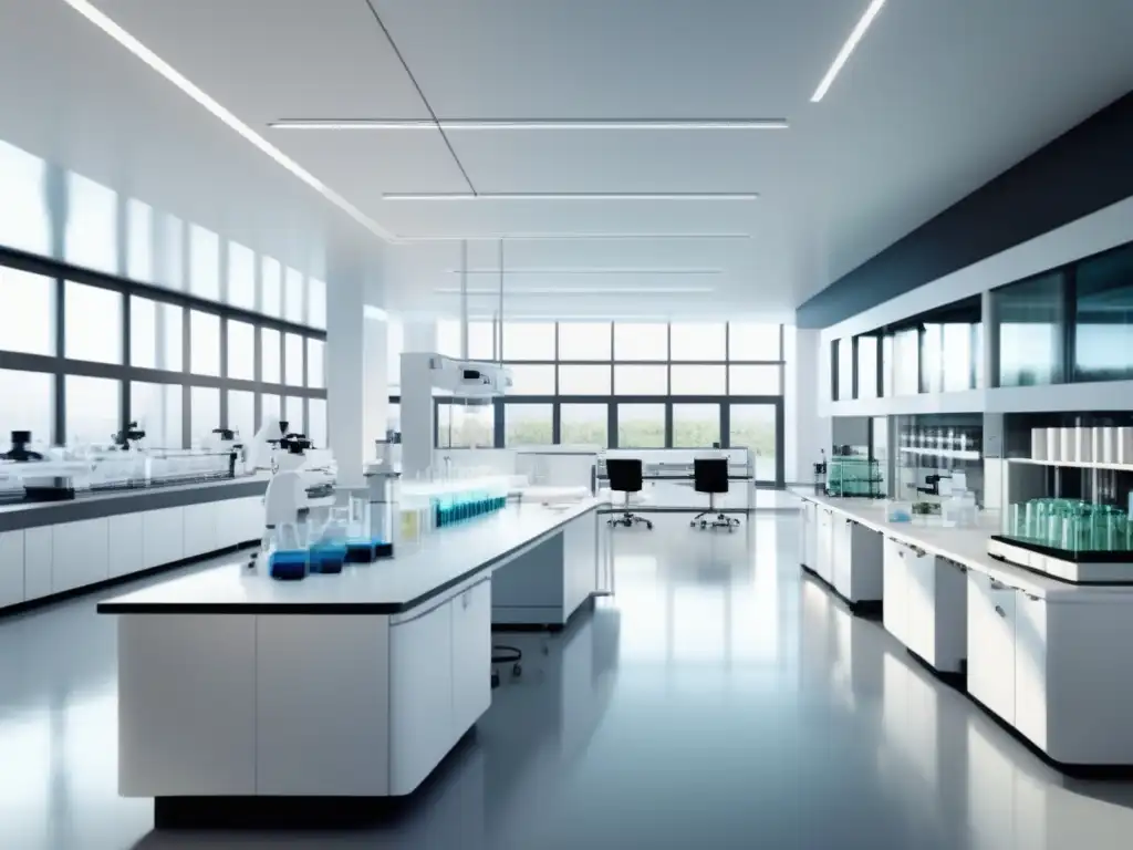 Laboratorio farmacéutico moderno y profesional Farmacéuticas líderes en bolsa: moderno laboratorio con tecnología de vanguardia y científicos trabajando en investigación y desarrollo