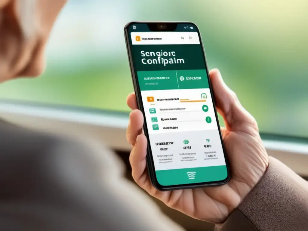 Smartphone fintech para adultos mayores Innovación financiera para personas mayores con smartphone intuitivo y fácil de usar