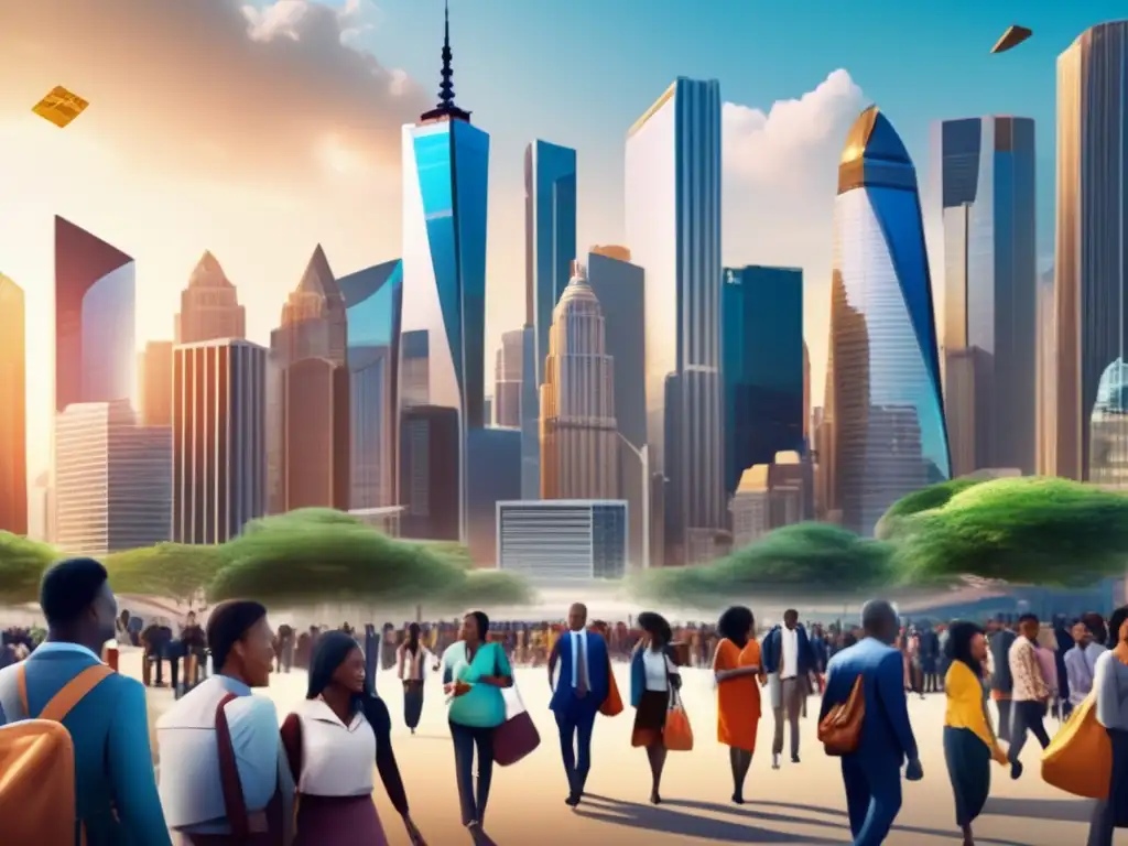 Inclusión financiera: Ciudad diversa y activa Inclusión financiera a través de la educación: una imagen 8k impresionante muestra diversidad en actividades financieras