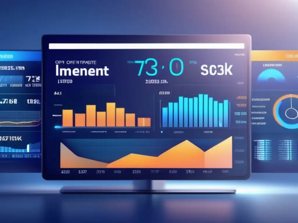 Tablero de mercado de valores digital futurista Dashboard financiero con gráficos y datos en tiempo real