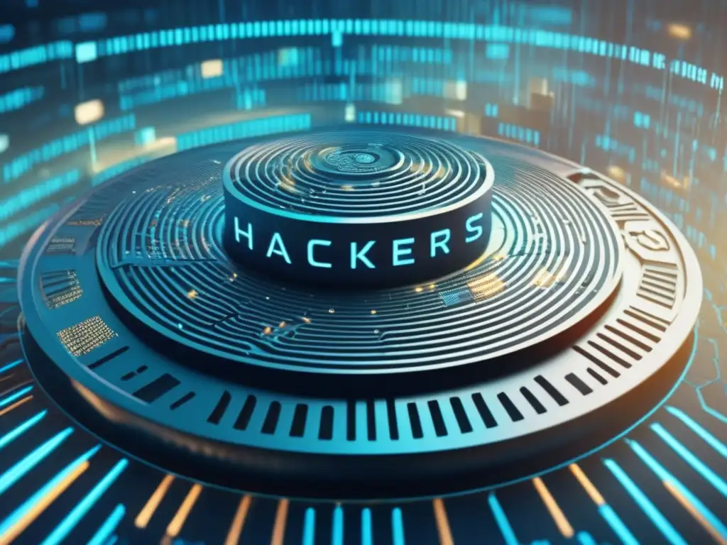 Fortaleza digital y ataques cibernéticos Protege tus finanzas de hackers: Fortaleza digital futurista rodeada de código malicioso