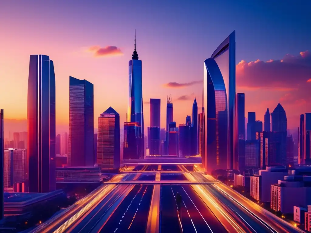 Ciudad moderna al atardecer Fiscalidad internacional: invers