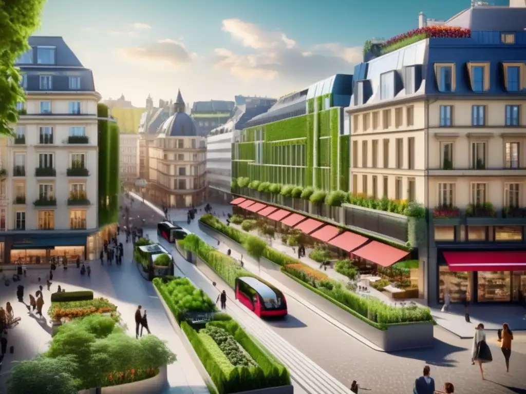 Ciudad europea con arquitectura moderna y espacios verdes Fondos ESG Europa: ciudad moderna y verde, arquitectura, naturaleza, sostenibilidad