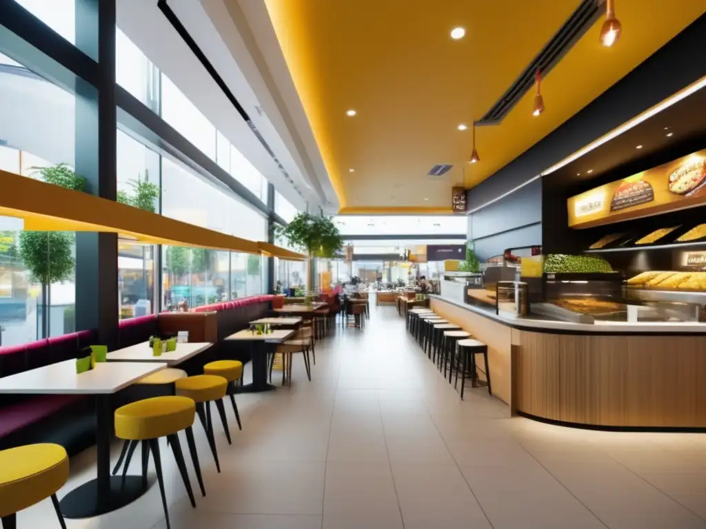 Food court vibrante y diverso con franquicias de comida Food court franquicias: beneficios de invertir en franquicias de alimentación