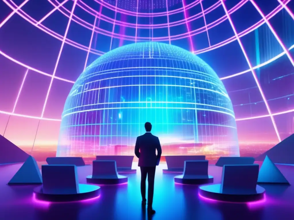 Fortaleza digital futurista con datos encriptados Fortaleza digital futurista con arquitectura geométrica, datos encriptados y seguridad transacciones online