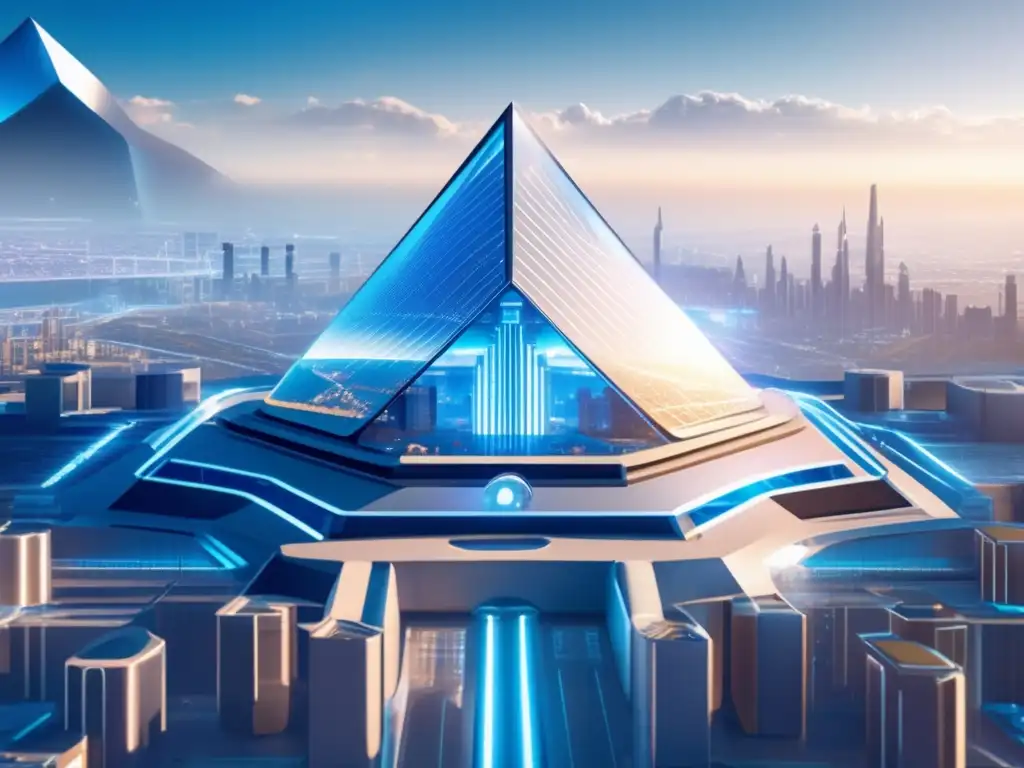 Futuroso fuerte digital en metrópolis Fortaleza digital futurista con seguridad de vanguardia en criptoexchanges
