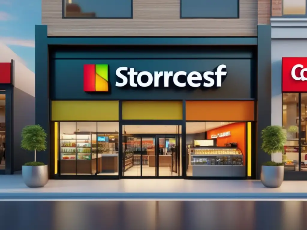 Logo vibrante en una tienda moderna Franquicia exitosa con ventajas de inversión en franquicias