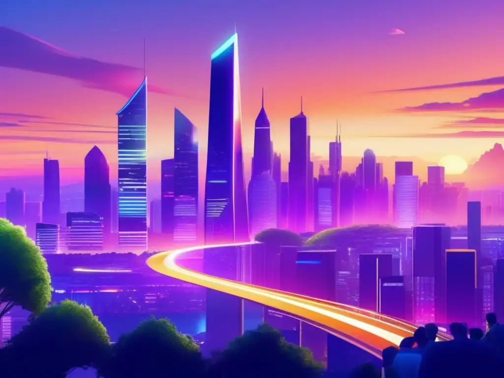 Ciudad futurista al atardecer Futura ciudad al atardecer: importancia de diversificar inversiones