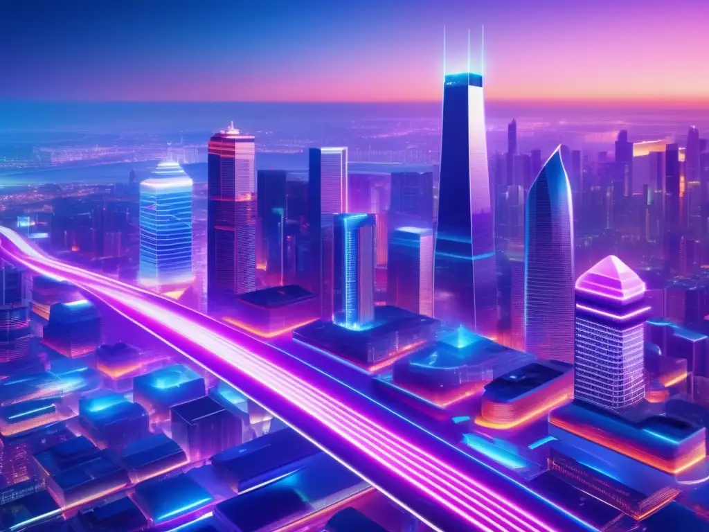 Futuro financiero: Ciudad blockchain y big data Futura ciudad financiera con blockchain y big data en finanzas