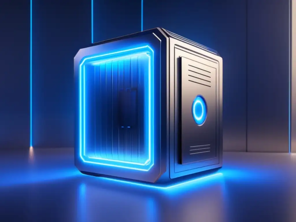 Futuro digital seguro y moderno Futurista bóveda digital con seguridad avanzada y protección de criptodivisas contra hackeos