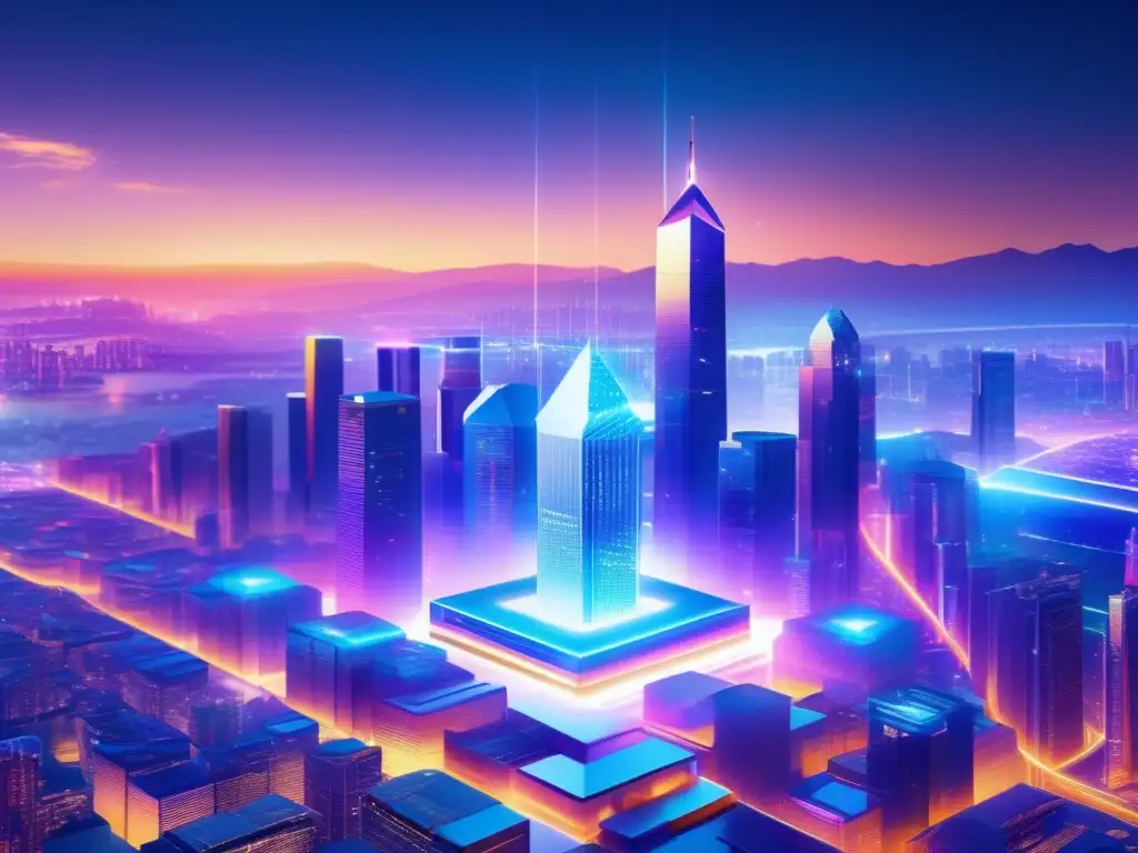 Futurista ciudad blockchain - Futurista ciudad con blockchain: Guía para invertir en Blockchain