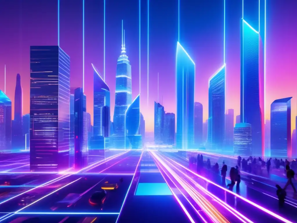 Futuro ciudad con rascacielos transparentes y tecnología avanzada Futurista ciudad DeFi: guía completa para principiantes