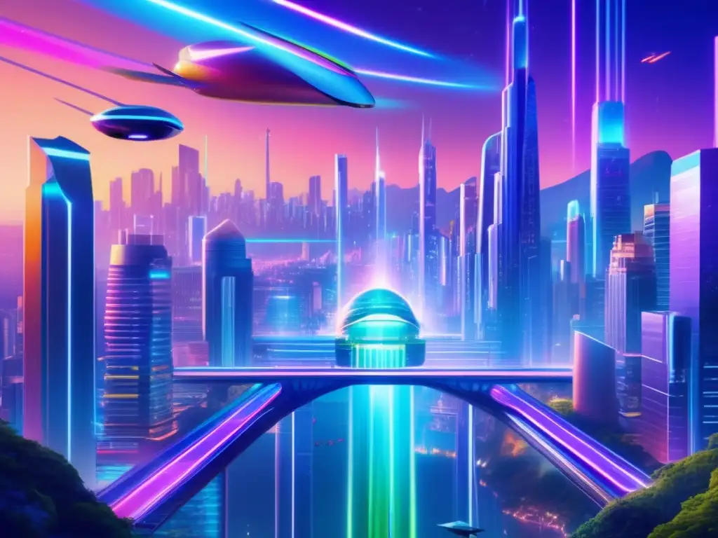 Futurista ciudad con criptomonedas Futurista ciudad con criptomonedas: Impacto de las criptomonedas en las inversiones