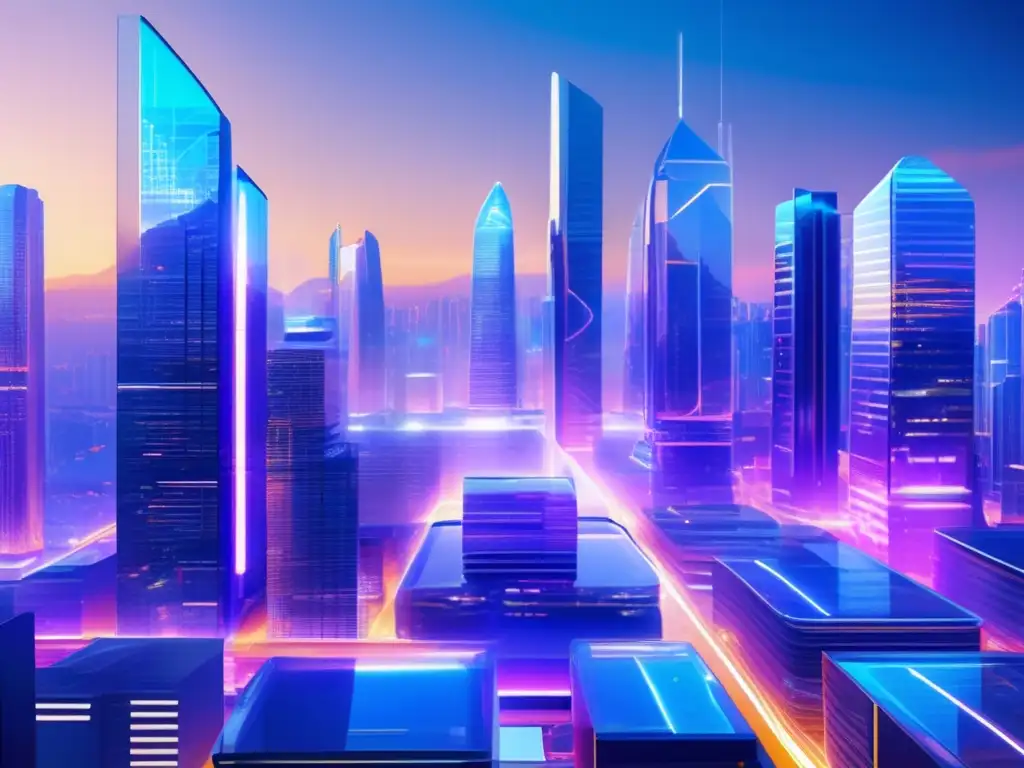 Ciudad futurista con transparencia y descentralización en DeFi Futurista ciudad DeFi: inversión global y beneficios de invertir en DeFi