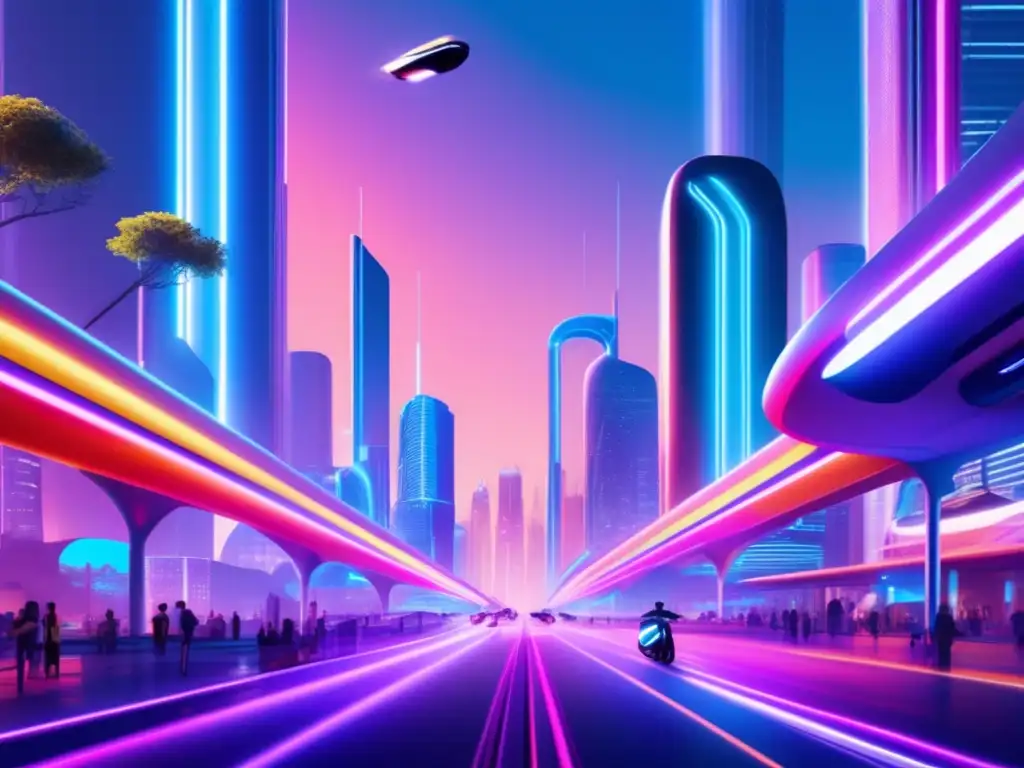 Smart city futurista con criptomonedas Futurista ciudad inteligente con criptomonedas líderes en Smart Cities