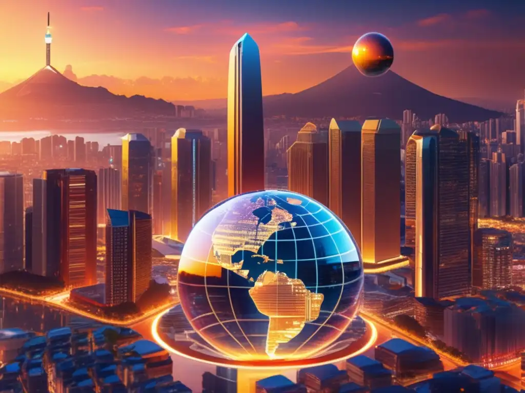 Futuro de las criptomonedas en América Latina Futurista ciudad de América Latina con criptomonedas y regulación de criptomonedas