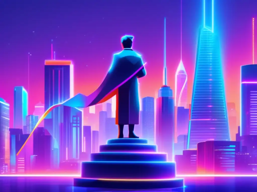Futuro urbano con tecnología crypto Futurista ciudad con rascacielos brillantes de cristal y acero