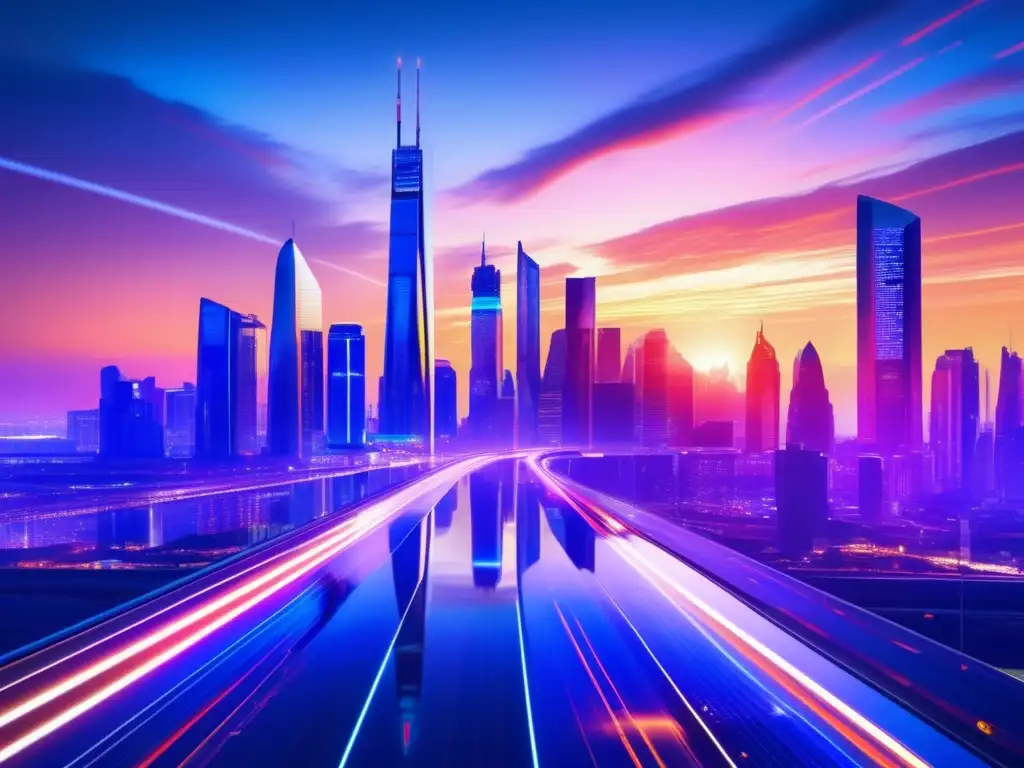 Futuro financiero de innovación y estabilidad Futurista ciudad con rascacielos, datos bursátiles y hombre de negocios - Claves gestión riesgo efectiva portafolio